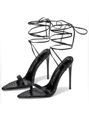 RICH SANDAL 38 Jessica rich sz 8 $278msrp Black Strappy Stiletto Sandal